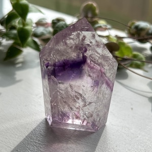 Gemmy Phantom Amethyst Tower from Brazil, High Grade Rainbow Amethyst Bahia Root Point, Collector Gemstone