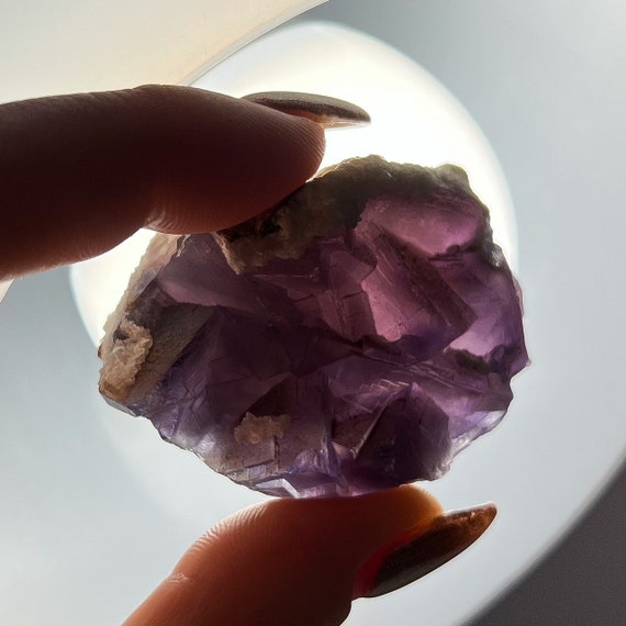 Raw Purple Cubic Etched Fluorite Cluster, Raw Fluorite