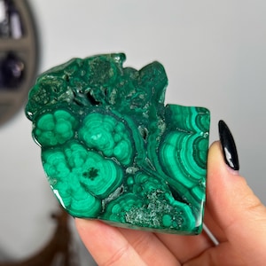 Polished Malachite Slab Part Raw, Money Prosperity Love Stone