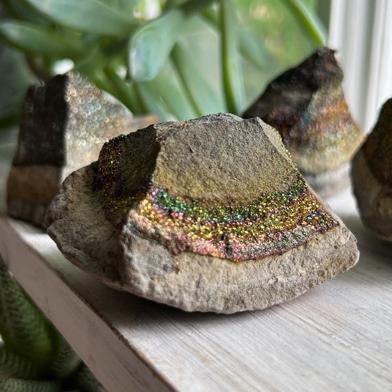 Iridescent Rainbow Chalcopyrite, Gold Septarian Concretion, Raw Mineral Specimen