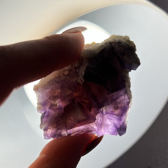 Raw Purple Cubic Etched Fluorite Cluster, Raw Fluorite