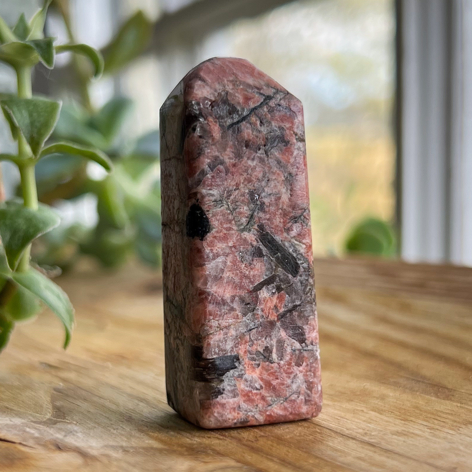 Red Dragon Euphoralite Tower: Black Tourmaline, Feldspar & Quartz