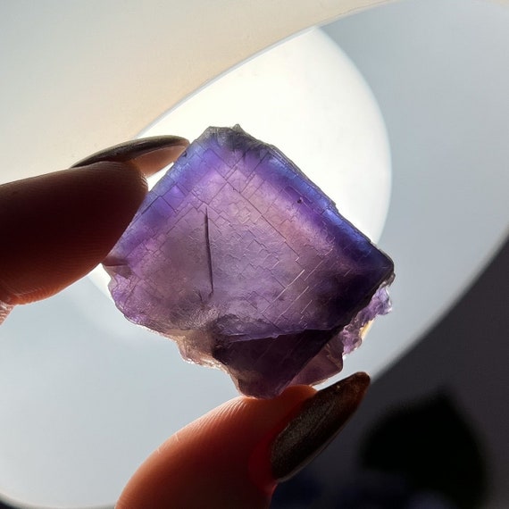 Raw Purple Blue Cubic Etched Fluorite Cluster, Raw Fluorite