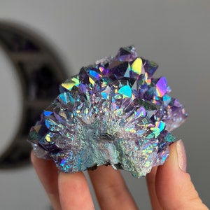 Rainbow Aura Amethyst, Colorful Crystal Geode Cluster, Pink Purple Blue Stone, Crown Chakra, Witchy Unicorn Vibes, Magical Gift