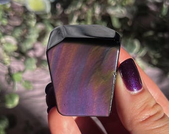 Rainbow Obsidian Freeforms, Black Root Chakra Crystals, Absorb Negative Energy, Meditation Grounding Stone