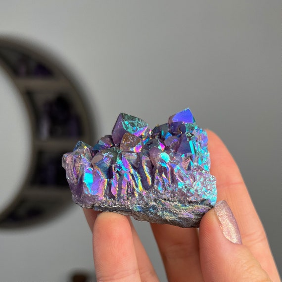 Rainbow Aura Amethyst Cluster