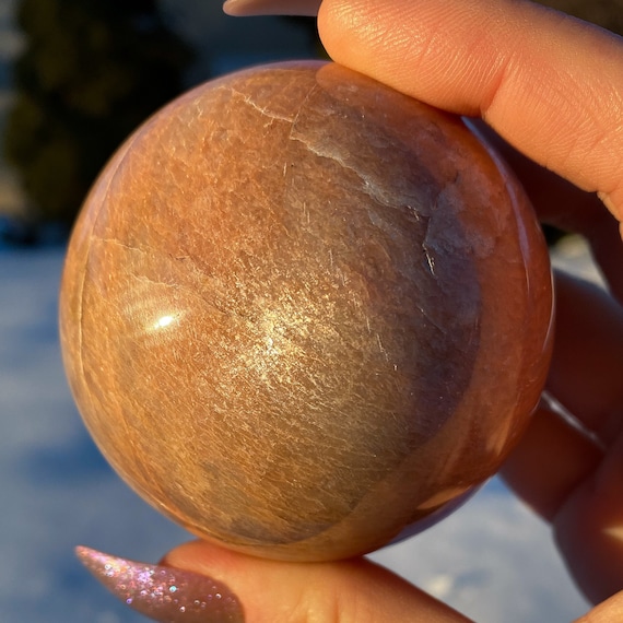 Peach Moonstone Sphere With Stand