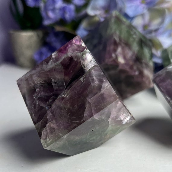 Rainbow Fluorite Cube, Choose Your Crystal, Large Purple Green Fluorite