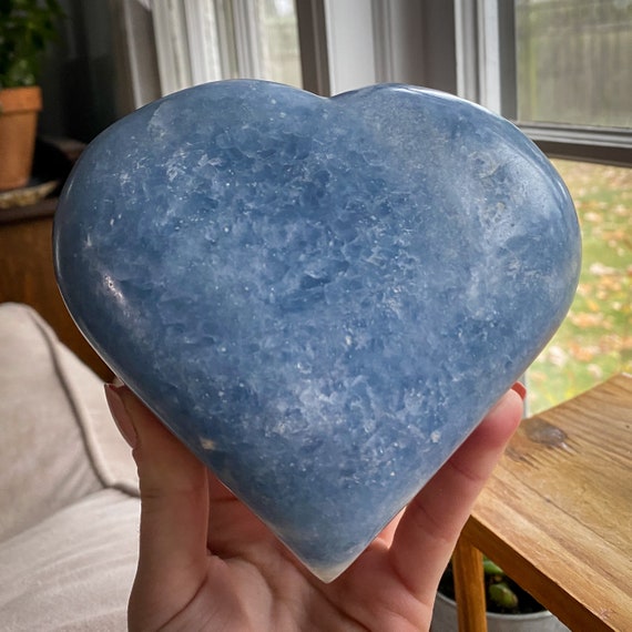 XL Blue Calcite Heart, Huge 1,099 Grams,