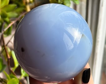 Blue Chalcedony Sphere: Large Calming Crystal Ball (69mm)