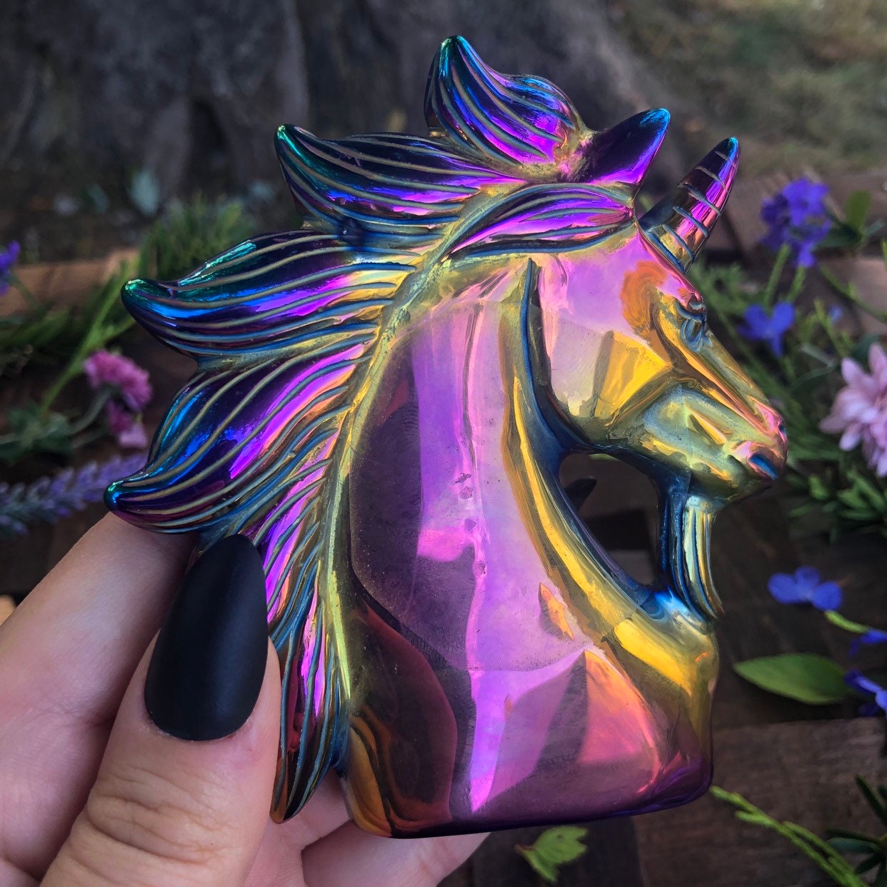 Titanium Aura Unicorn Statue