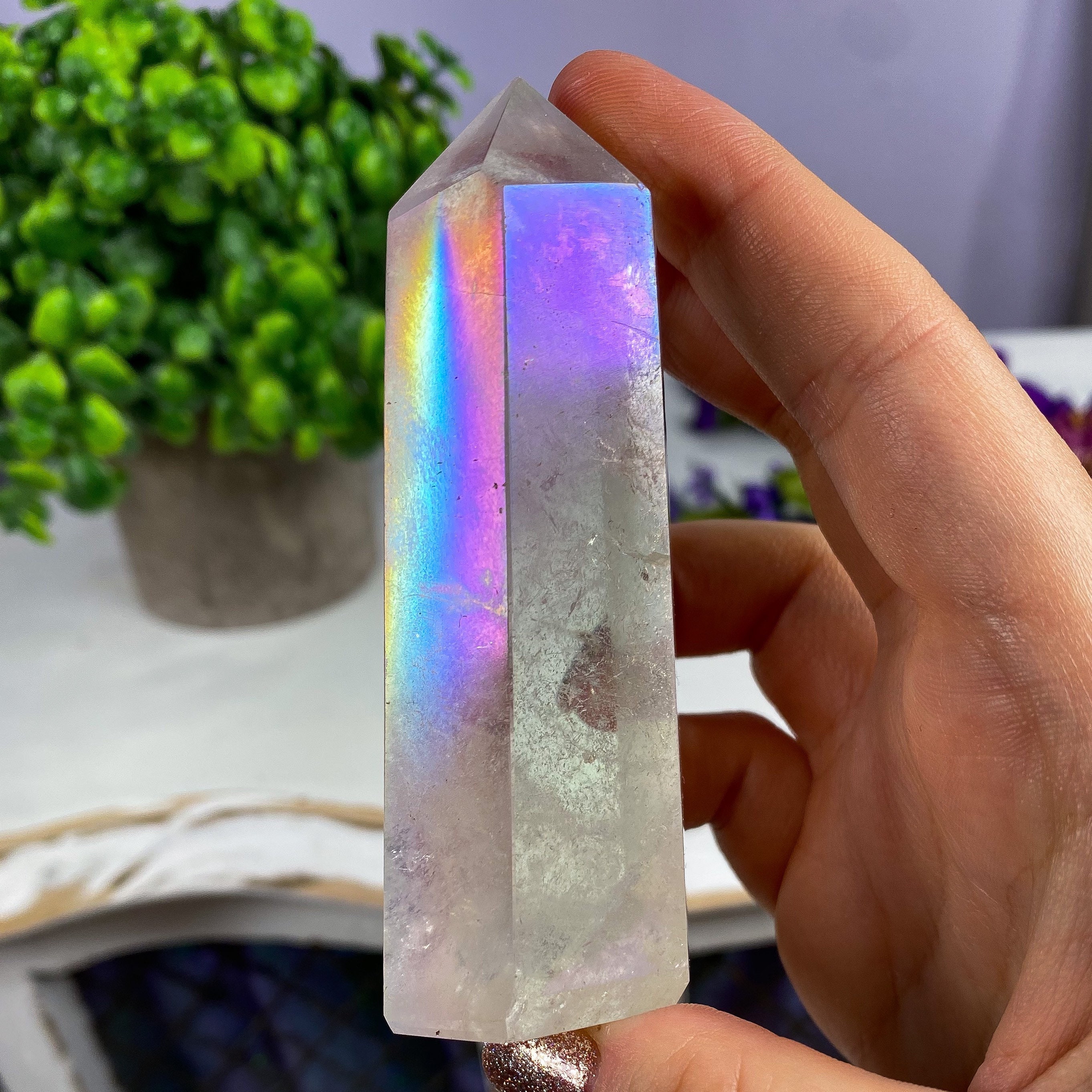 angel aura quartz slice