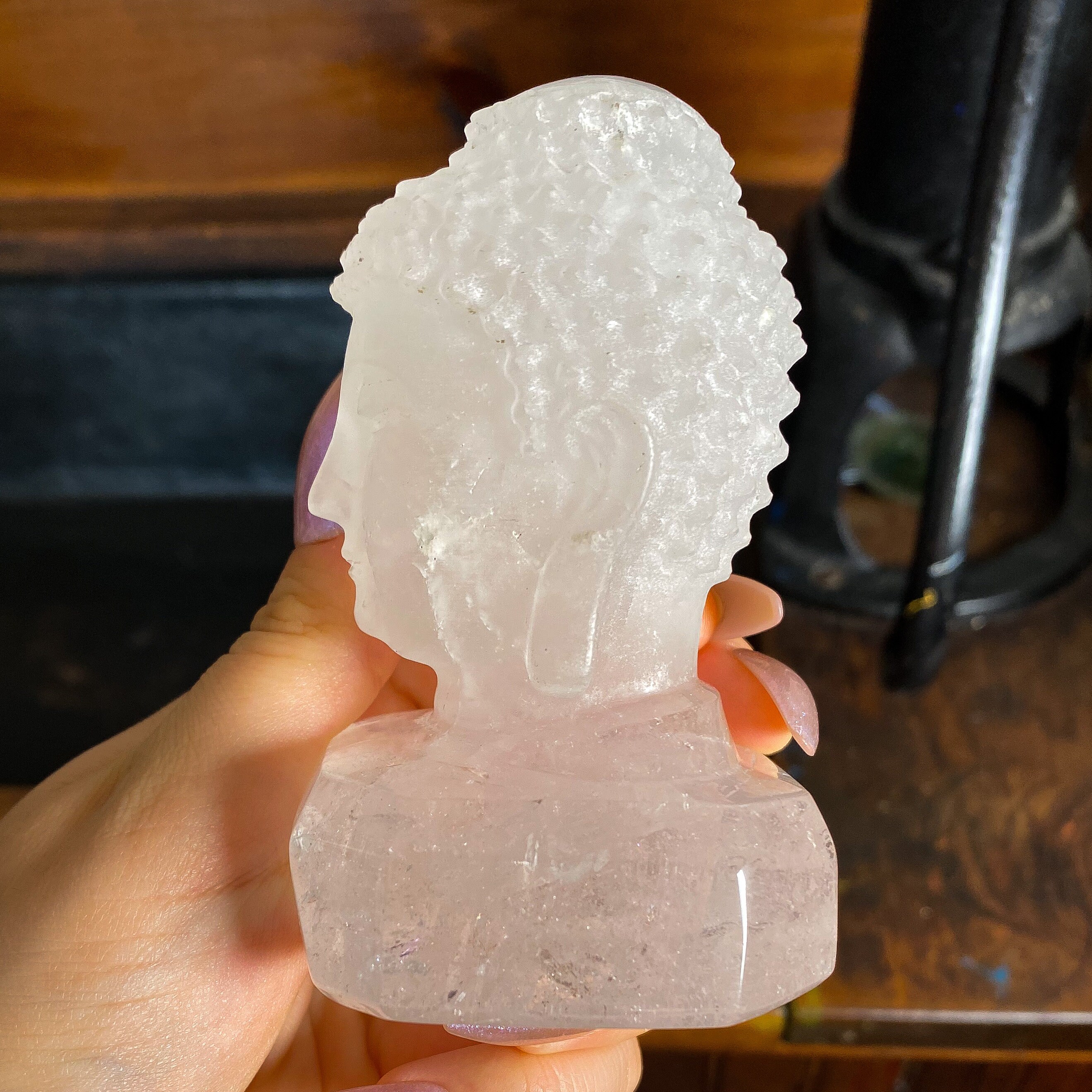 Clear Quartz Buddha Statue, Spiritual Decor