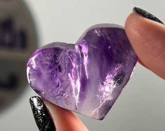 Gem Amethyst Crystal Hearts, High Quality Phantom Amethyst, Purple Stone Heart, Crown Chakra