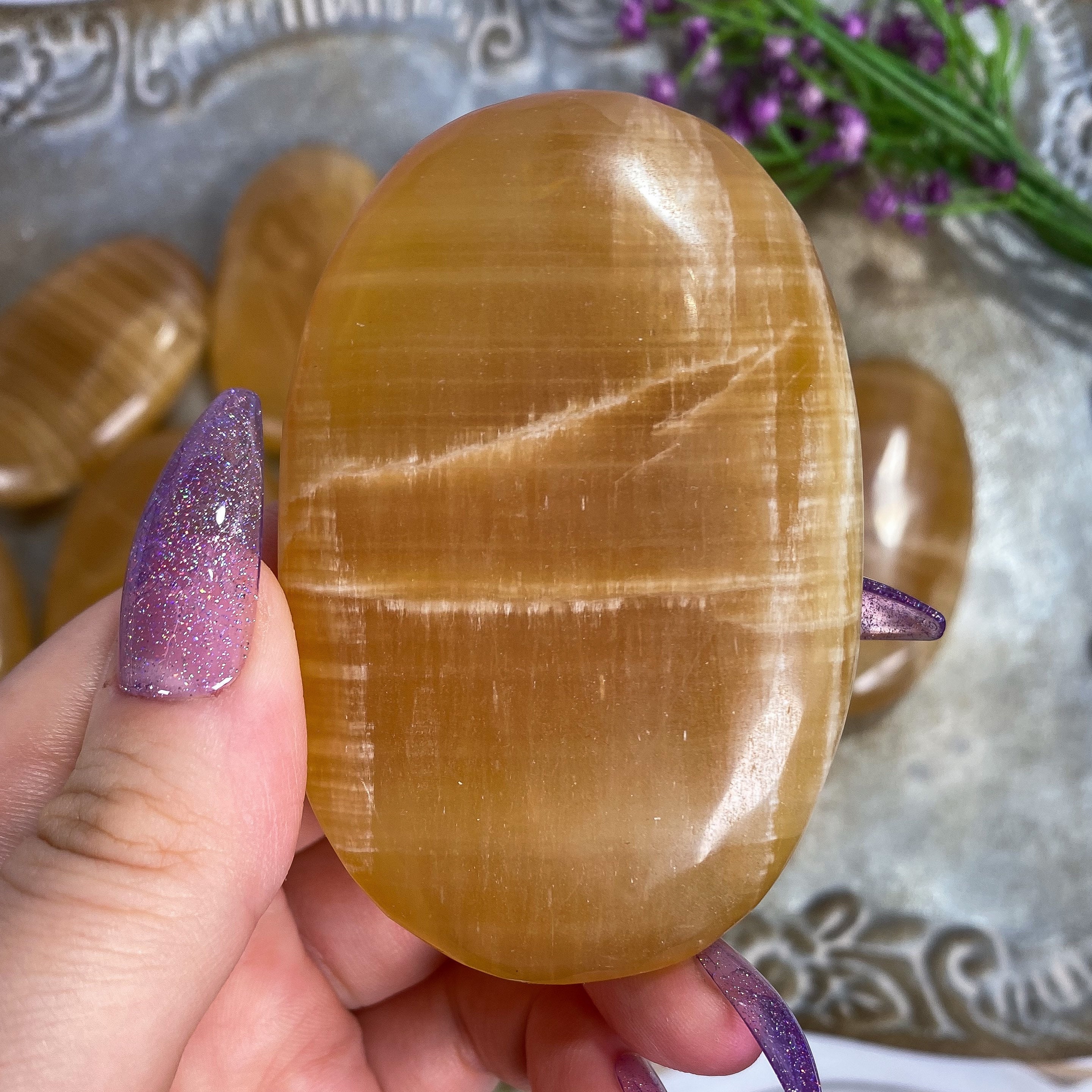 You Choose Honey Calcite Palm Stones