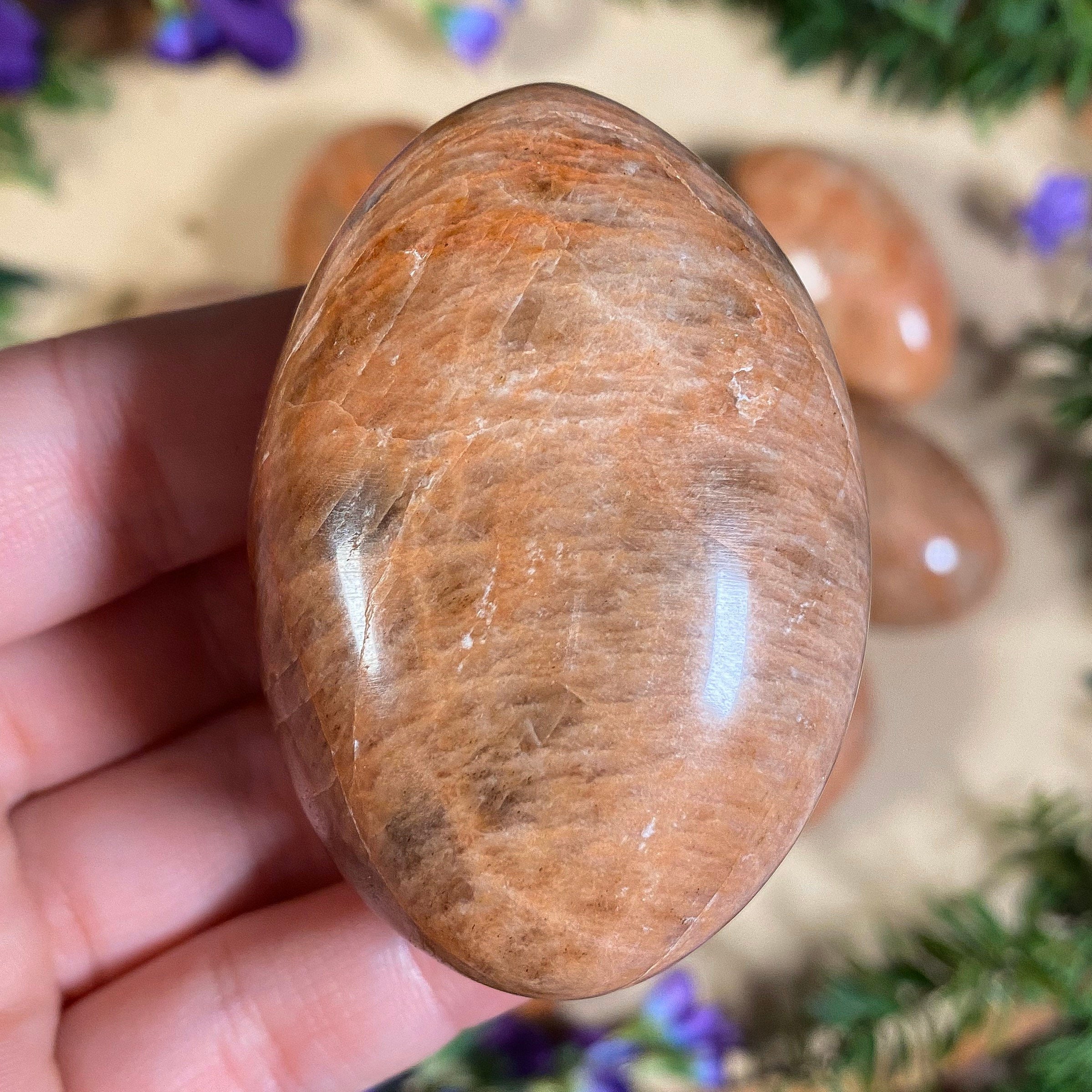 Peach Moonstone Palm Stones