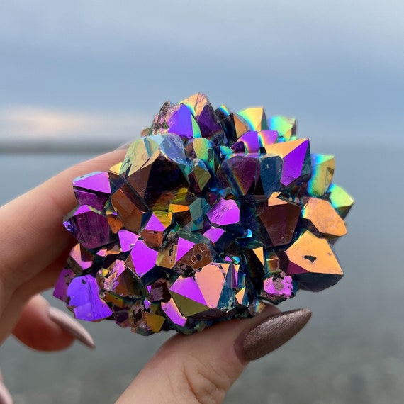 Rare Quality Rainbow Aura Amethyst Cluster