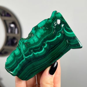 Polished Malachite Slab Part Raw, Money Prosperity Love Stone