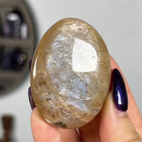 You Choose Peach Moonstone Palm Stones