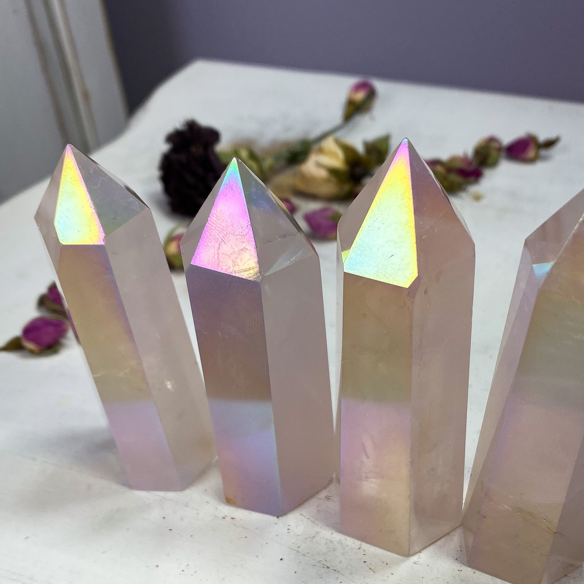 You Choose Angel Aura Rose Quartz Towers