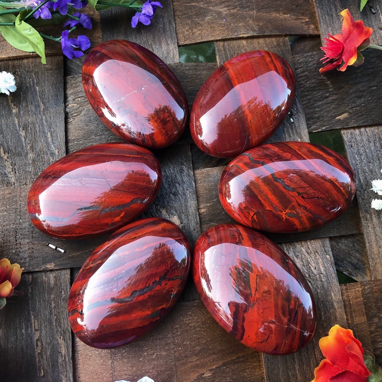 Red Striped Jasper Palm Stones