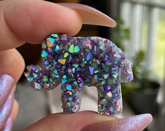 You Choose Rainbow Aura Amethyst Elephant, Rare Custom Coated Aura Crystal, High Quality One of a kind Gift for Animal Crystal Lover