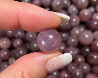 Mini esferas de cuarzo rosa lavanda púrpura, piedra del amor