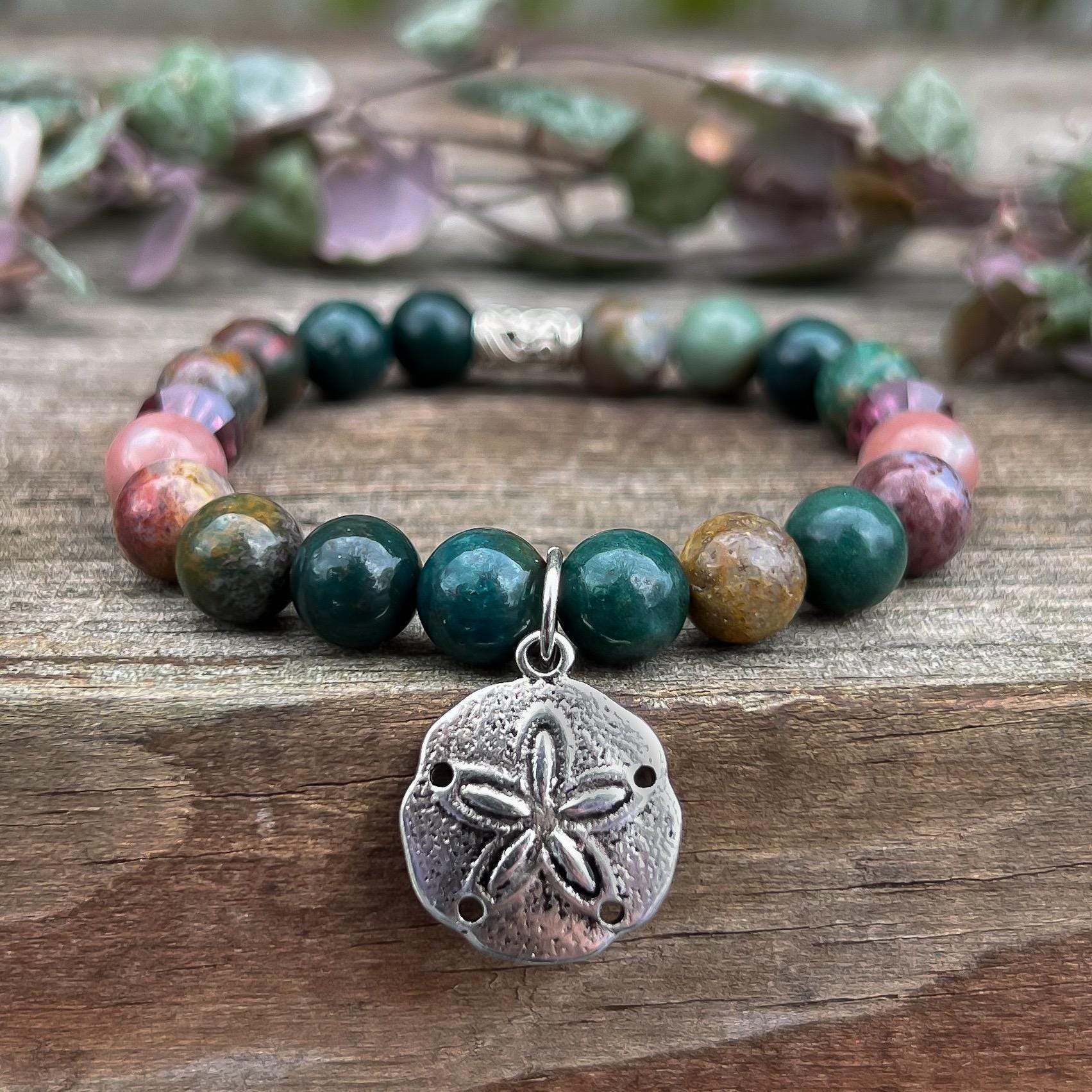 オーシャンジャスパーストレッチブレスレット、ビーチ愛好家へのギフト