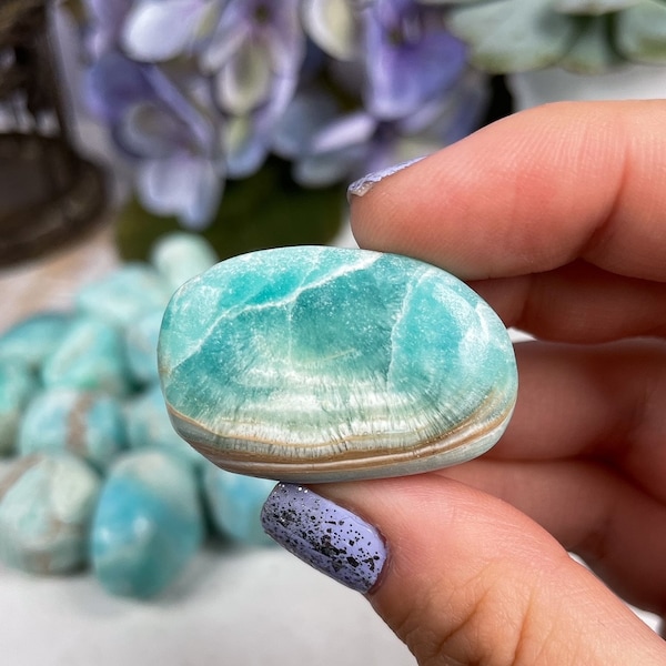 High Grade Blue Aragonite Tumbles, Third Eye Stone