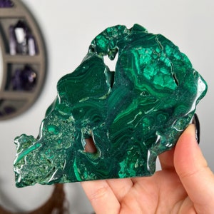 Polished Malachite Slab Part Raw, Money Prosperity Love Stone