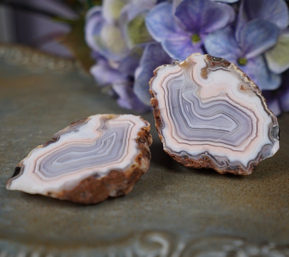 Rare Pink Peach Gray Laguna Agate Geode from Mexico