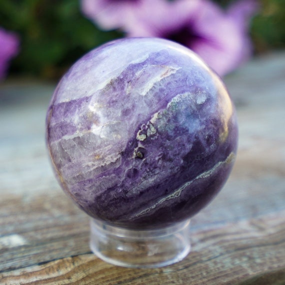 Purple Silky Fluorite SphereWith Stand, Crystal Sphere