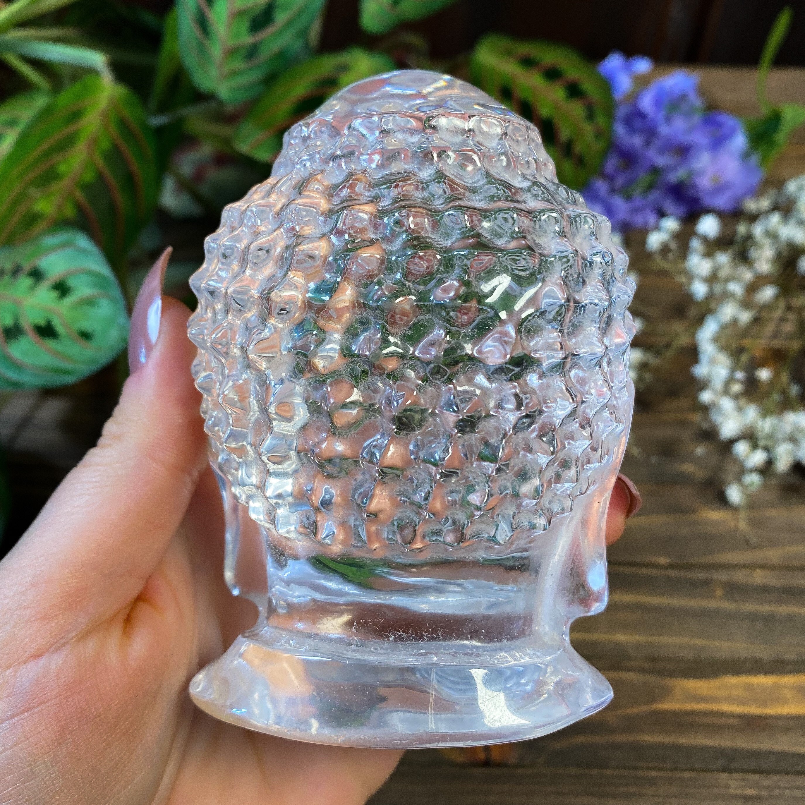 Glass Buddha Head Statue
