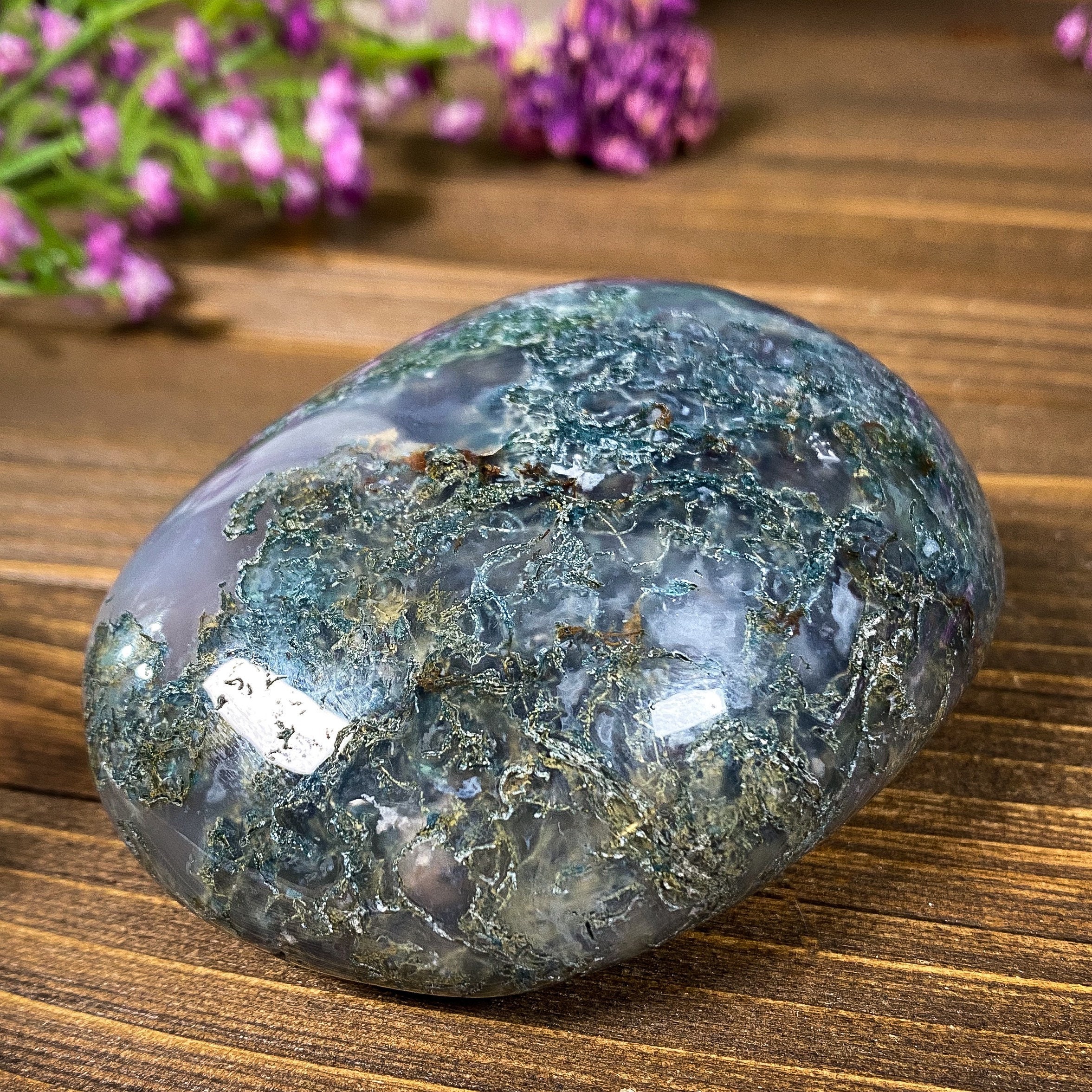 Huge Moss Agate Palm Stone