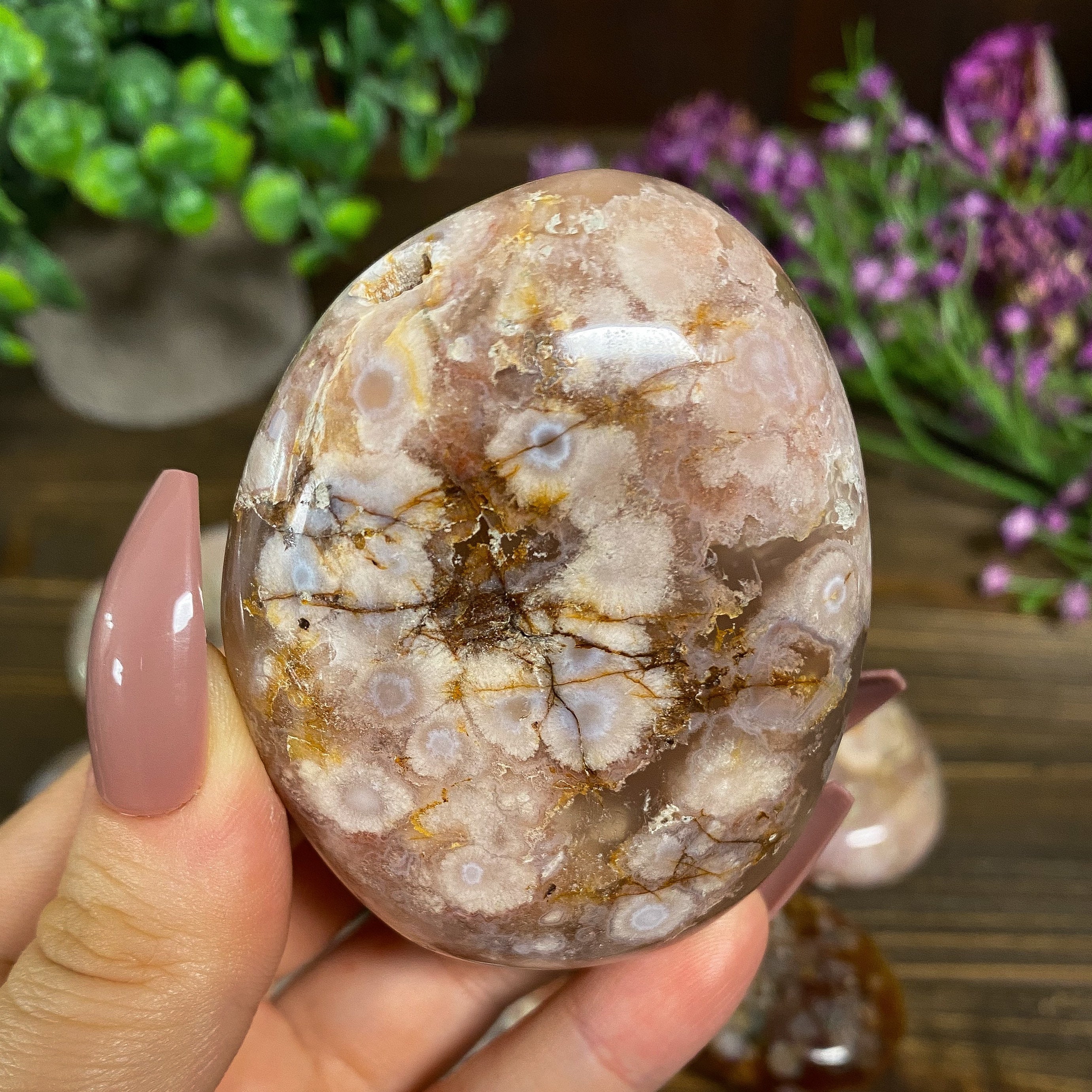 You Choose Flower Agate Palm Stones
