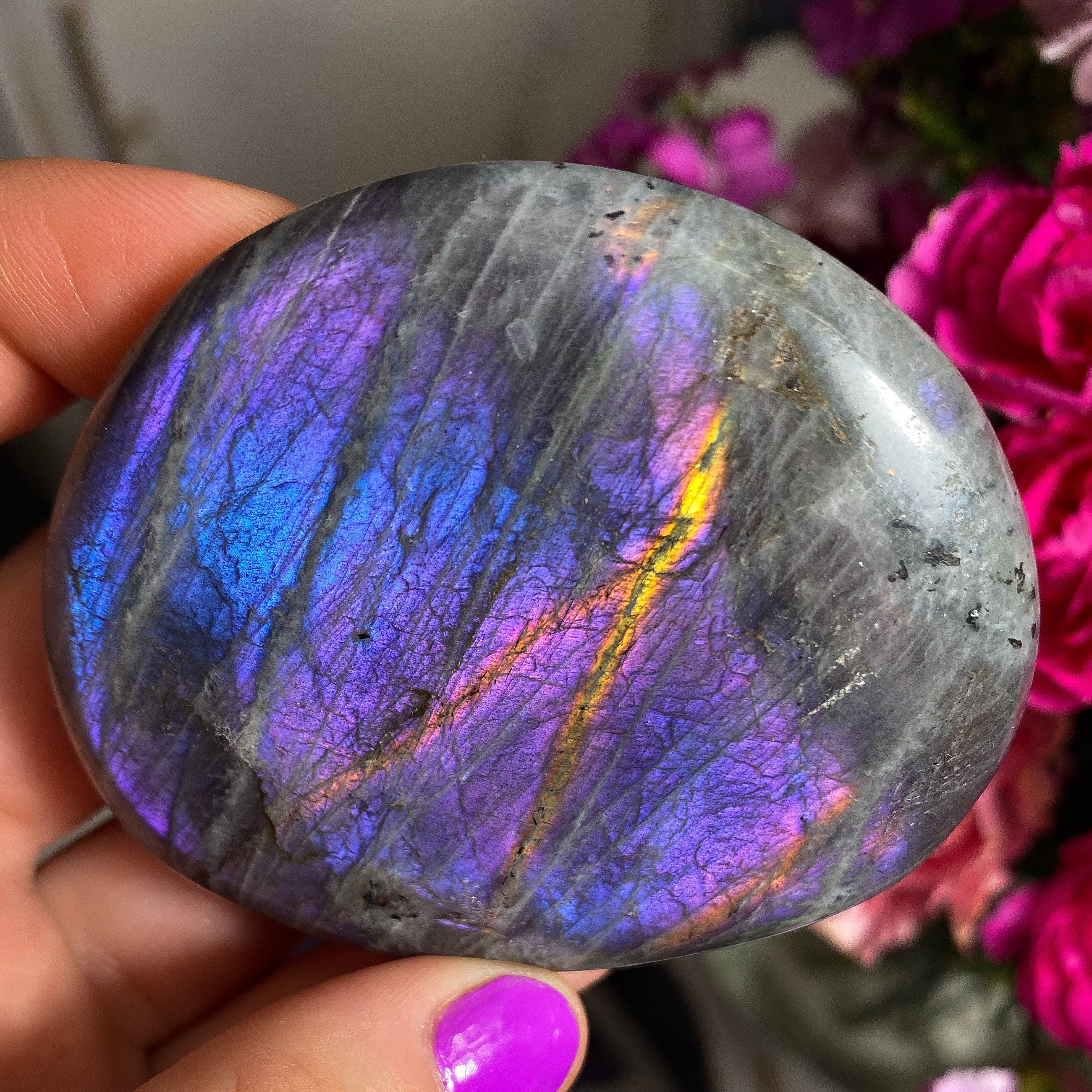 Deep Purple Labradorite Palm Stone