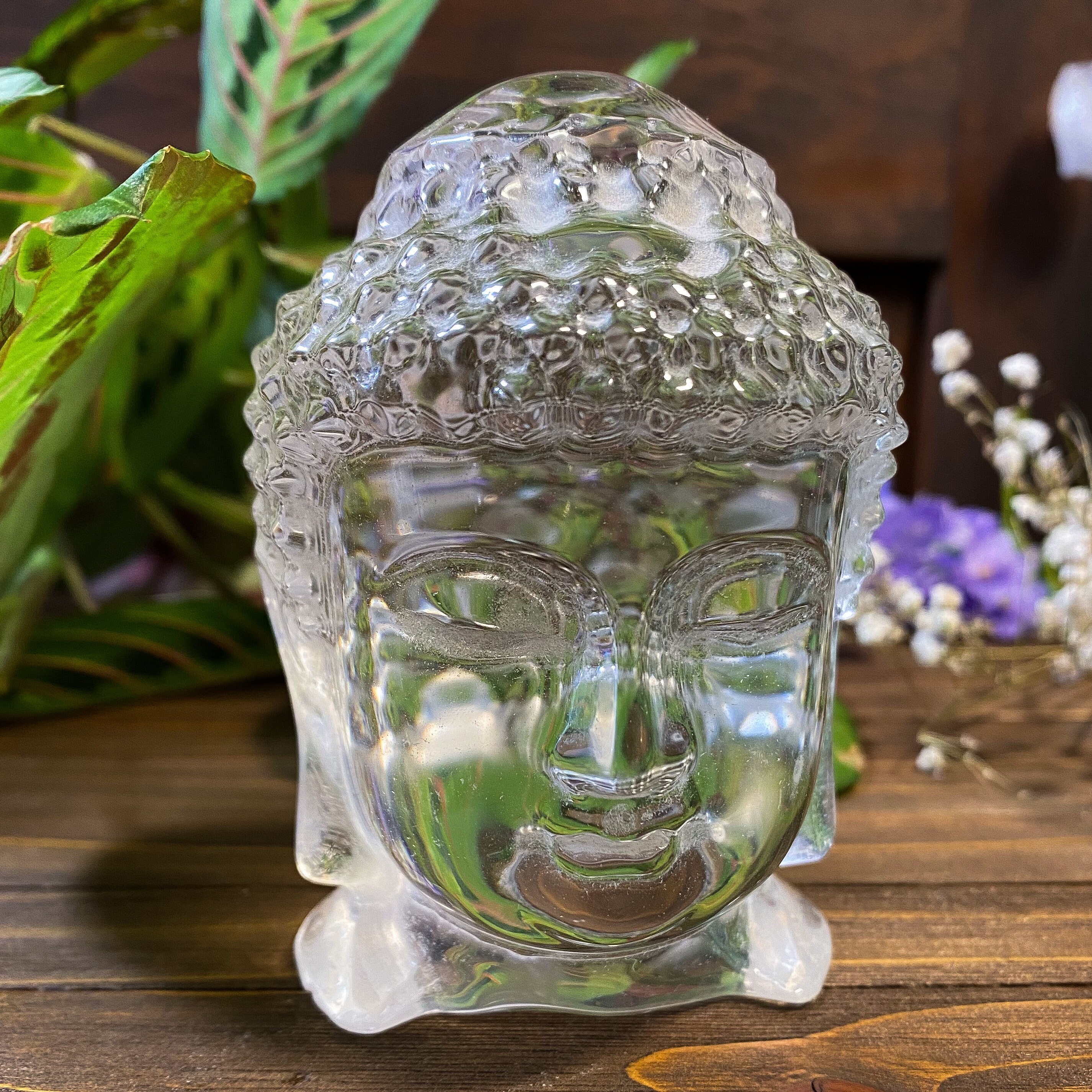 Glass Buddha Head Statue