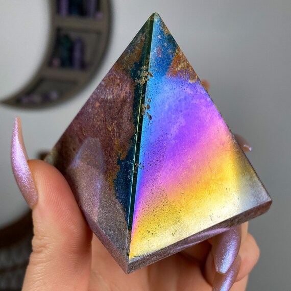 Rainbow Aura Ocean Jasper Pyramid