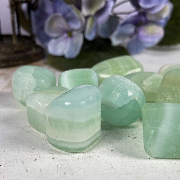 Sea Green Pistachio Calcite Tumbles, Relaxation Stone, Green Calcite, Peaceful Stone