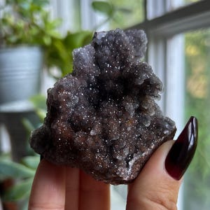 Super Druzy Quartz with Manganese Oxide, Red Gray Sparkly Crystal Cluster, Choose Your Stone