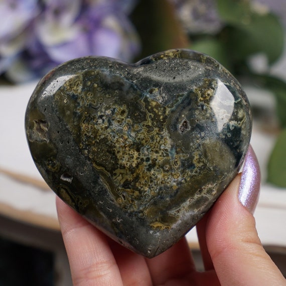 Druzy Ocean Jasper Heart, Happiness Stone