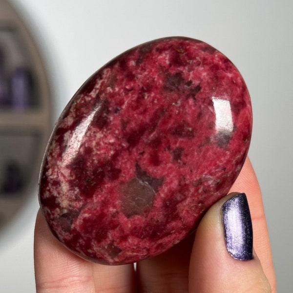 Dark Thulite Palm Stones, Choose Your Crystal, Thulite from Norway, Pocket Stone, Red Pink Thulite, Rare Meditation Stone