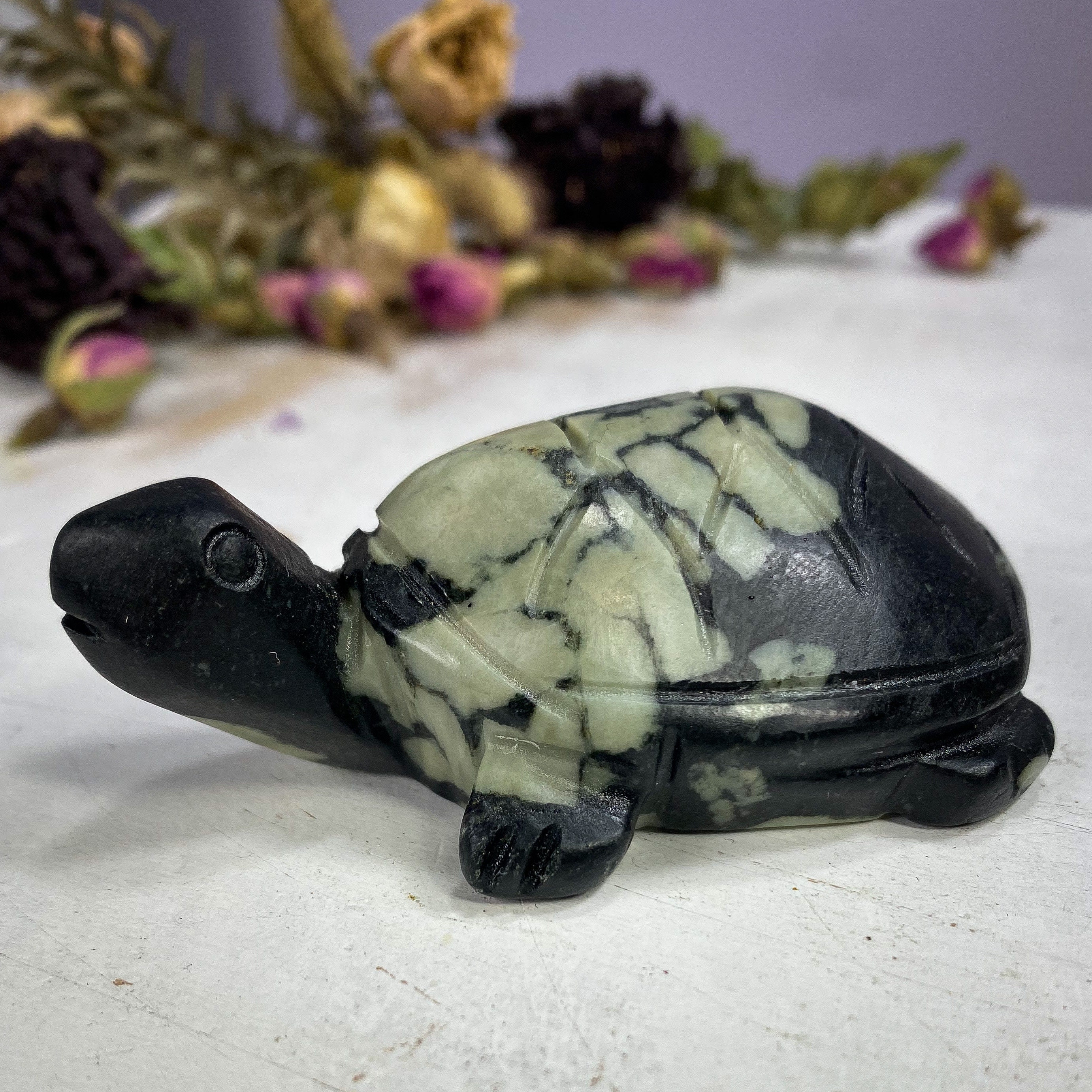 You Choose Peony Stone Turtle, Turtle Figurine