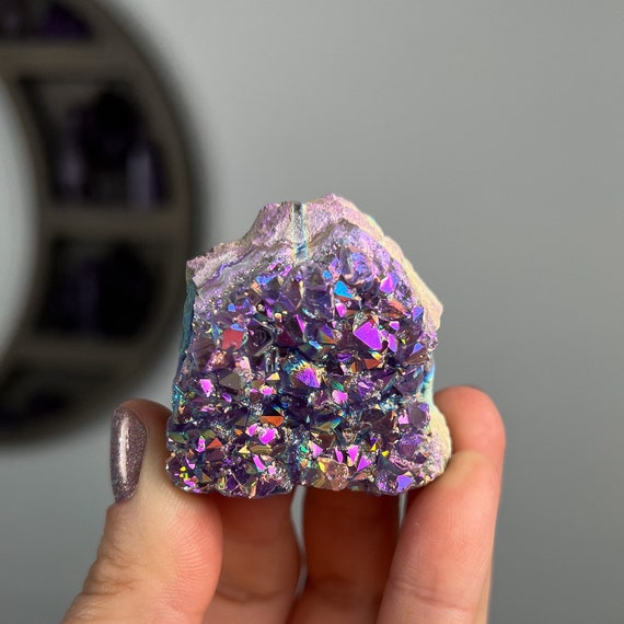 Rainbow Aura Amethyst Cluster