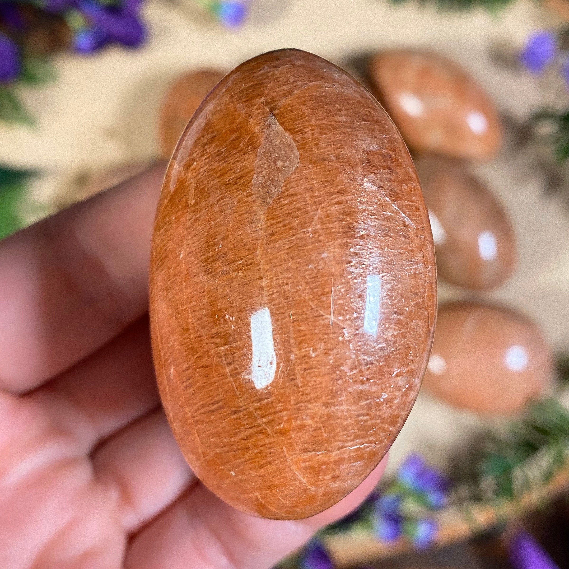 Peach Moonstone Palm Stones