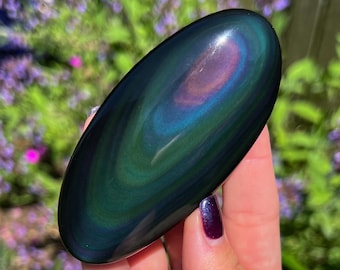 Rainbow Obsidian Palm Stones, Choose Your Crystal, Blue Purple Green Obsidian, Root Chakra Healing Stones, Meditation Grounding Stone