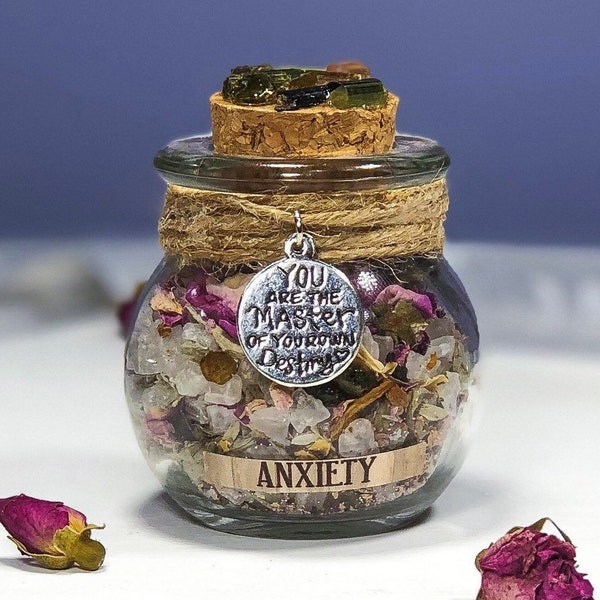 Crystal Bottle, Anxiety Jar, Spiritual Gifts for Women, Tourmaline Metaphysical Gift Roses Unique, Holiday Gifts, Christmas Gifts