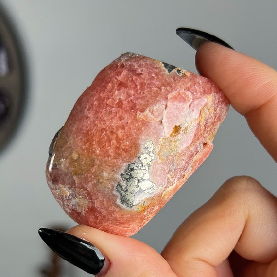 Gemmy Translucent Rhodochrosite Pyrite Slab