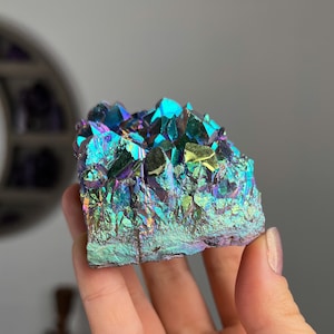 Rainbow Aura Amethyst, Colorful Crystal Geode Cluster, Pink Purple Blue Stone, Crown Chakra, Witchy Unicorn Vibes, Magical Gift