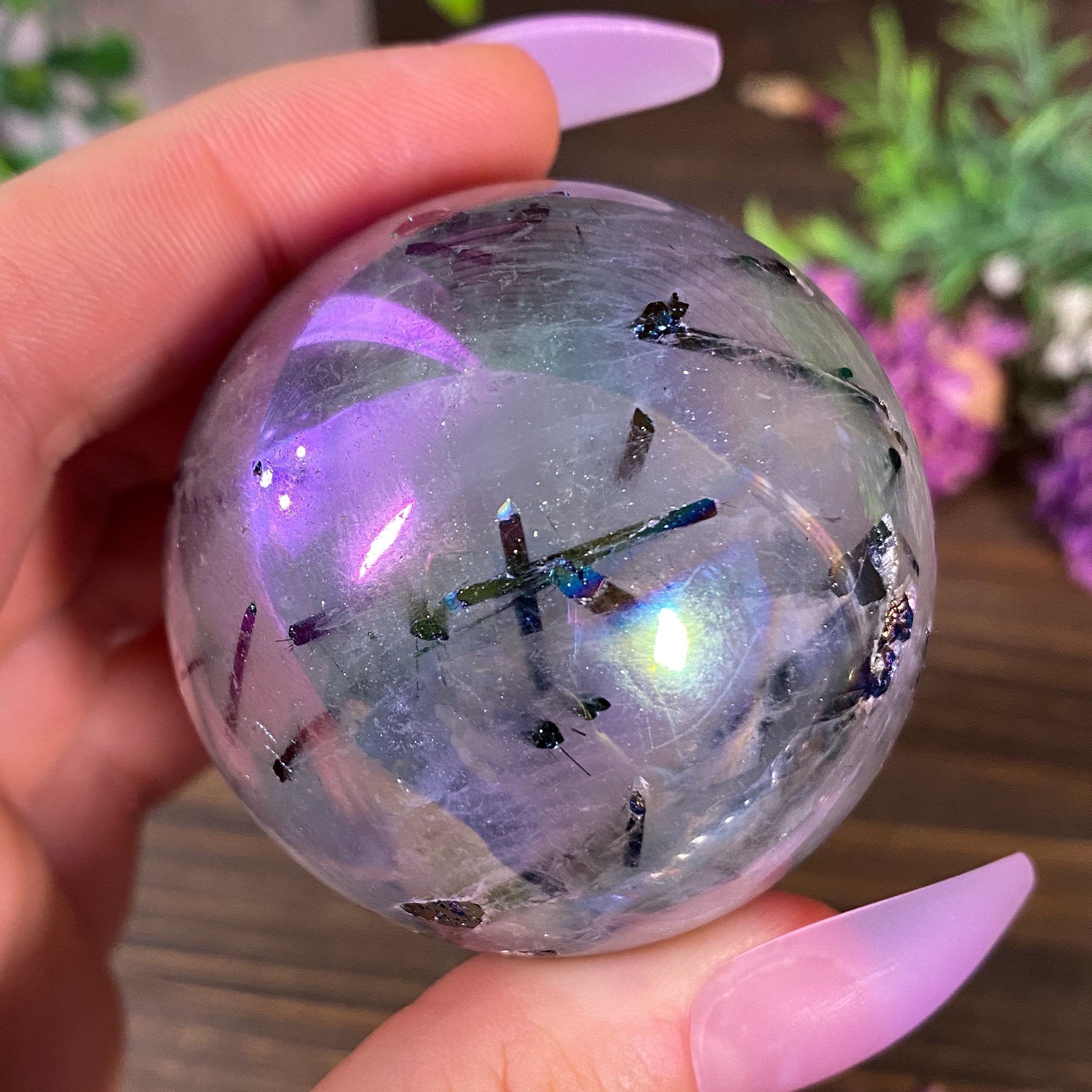 Angel Aura Tourmaline Quartz Sphere